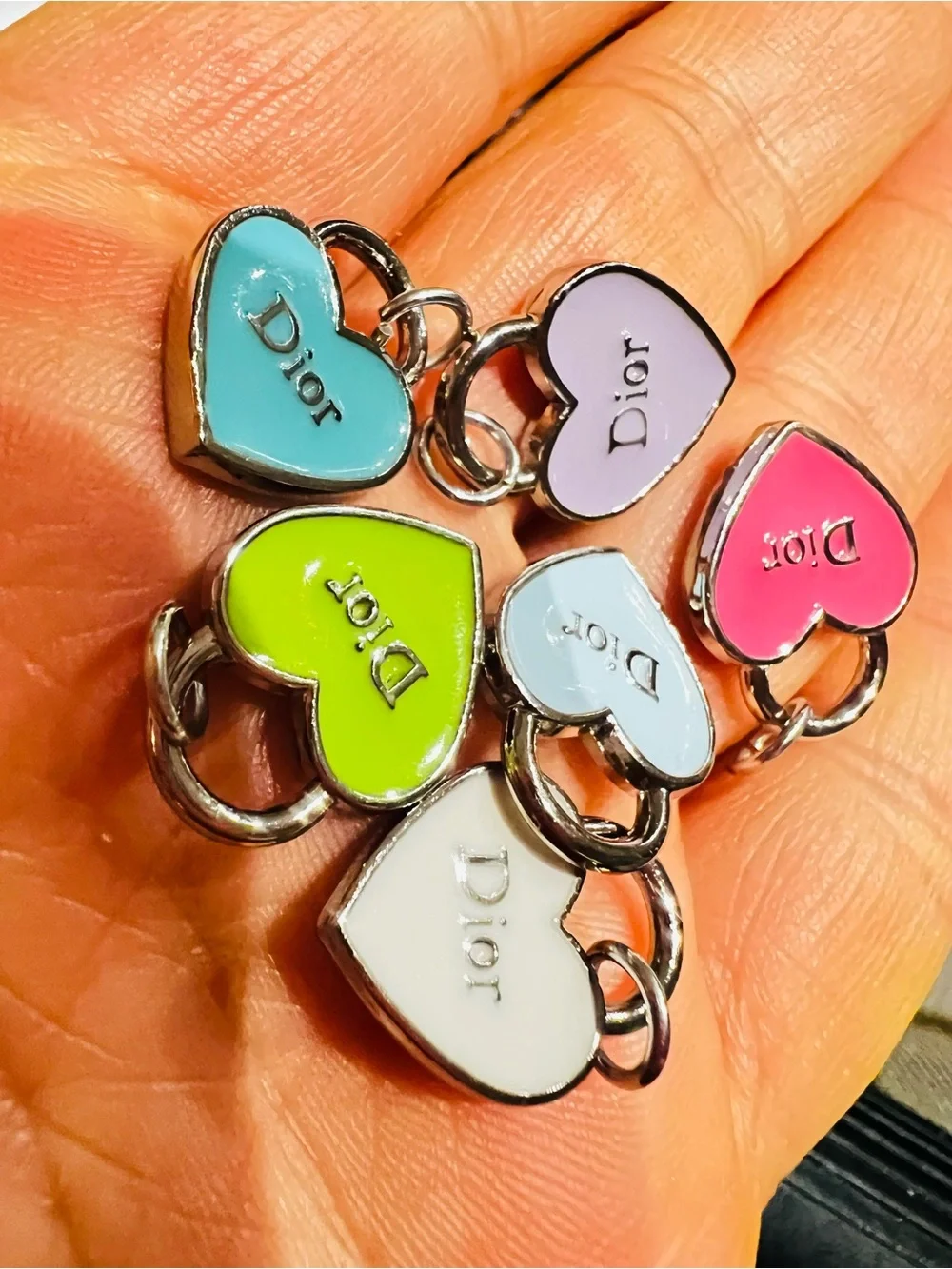 Unbranded set of 6 bundle Heart Enamel Charm Set — Multicolor Hearts